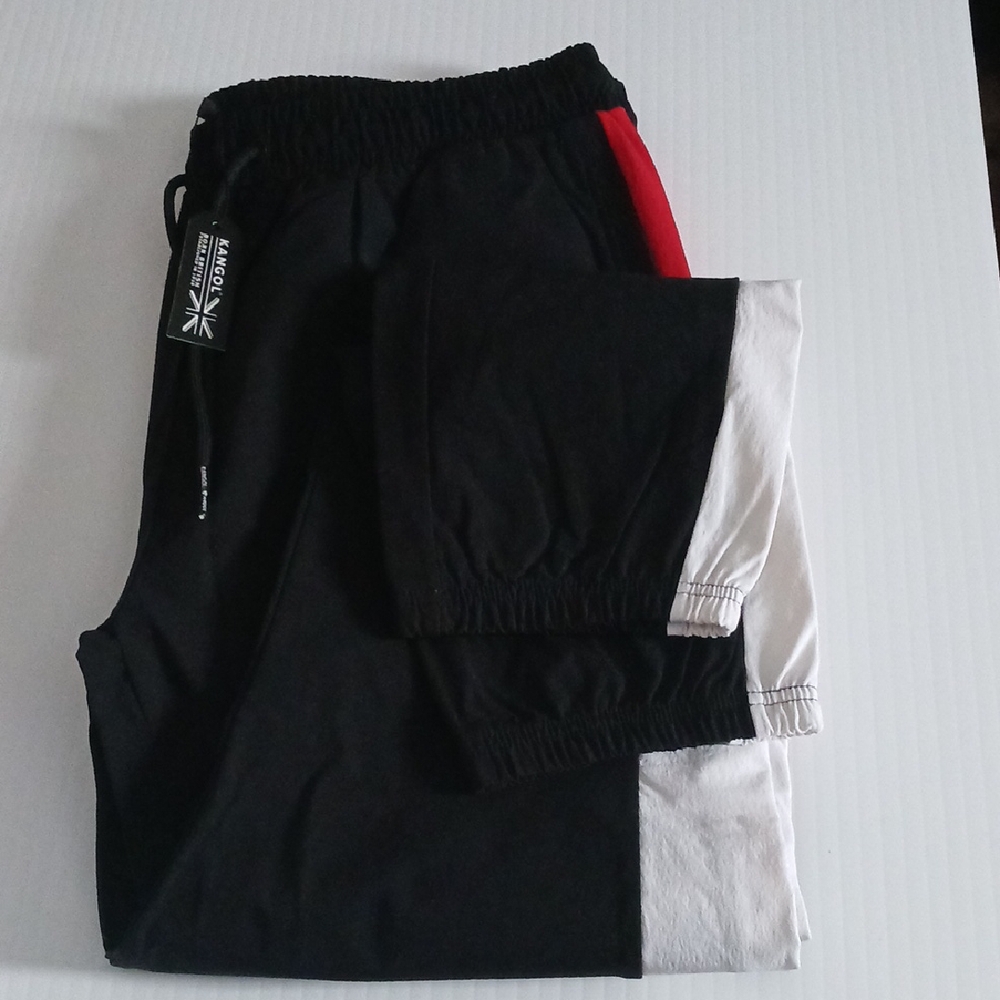 Kangol Track Pants Black and Red Joggers